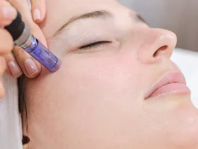 Microneedling treatment on face